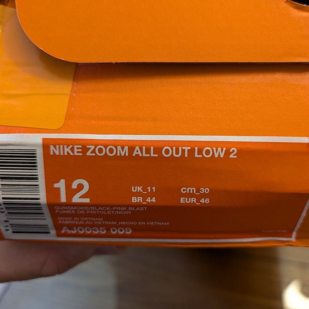 Nike Mens Zoom All Out Low 2 Fabric Low, Gunsmoke/Black-pink Blast, Size 12 - Picture 10 of 10
